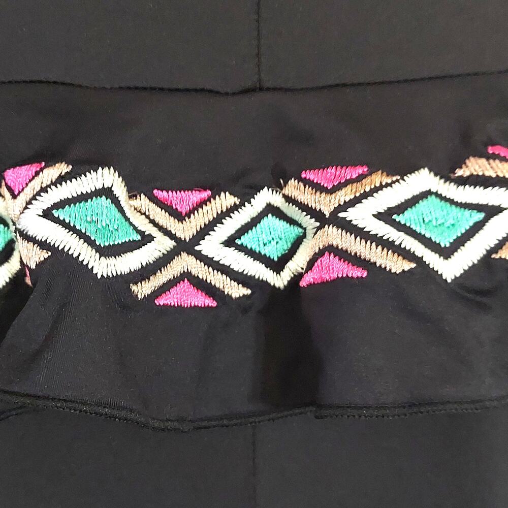 La Blanca Black Aztec Embroidered Ruffle One-Piece Swimsuit - Picture 5 of 7